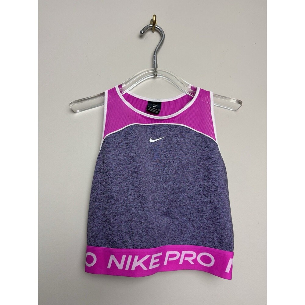 Nike Pro Womens Top Sports Bra Cover Cropped Size XL Purple Racerback Running